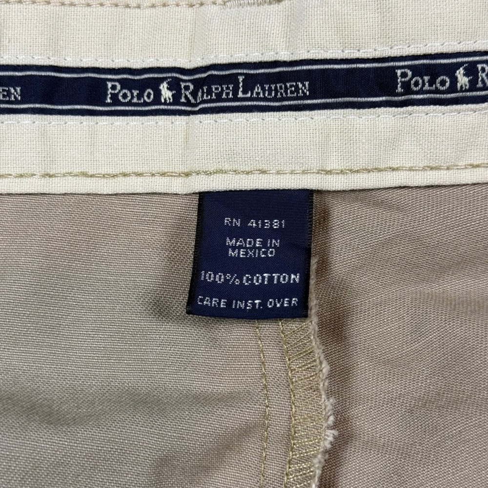 VTG Polo Ralph Lauren Mens Chino Pants Pleated 38x26 Tan Khaki 100% Cotton - Picture 4 of 8